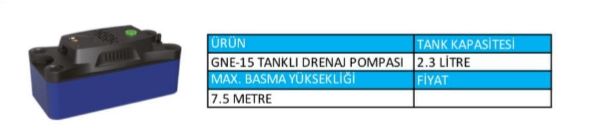 KLİMA DRENAJ POMPASI GENERAL GNE15 2,3-LİTRE