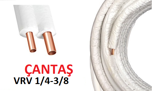 İZOLELİ ÇİFTLİ BAKIR BORU 9MM 1/4-3/8-VRV (YAPIŞIK) ÇANTAŞ