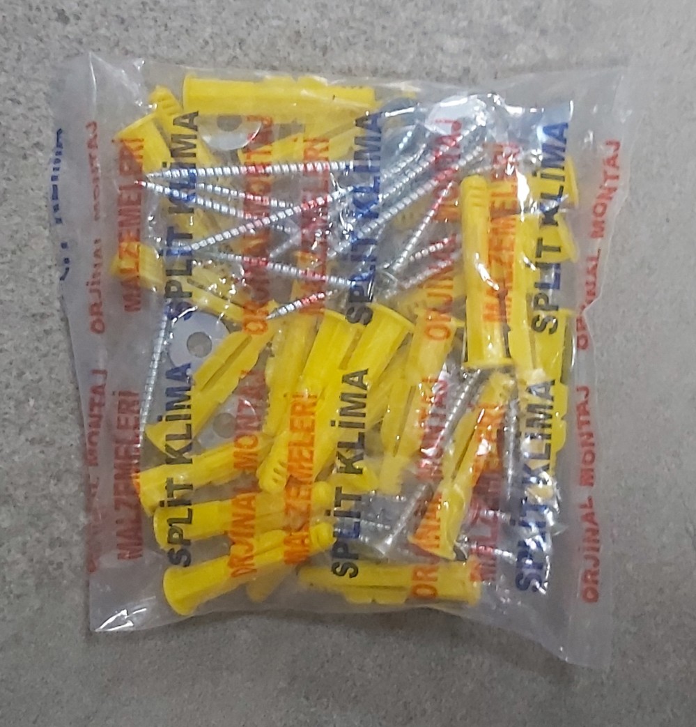 VİDA DUBEL TAKIMI 25Lİ PAKET  (8LİK DUVEL)+(6CM VİDA)+(PUL)
